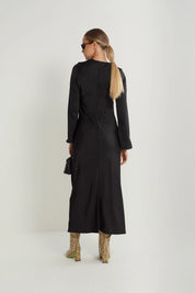 Floral Placement Satin Dress