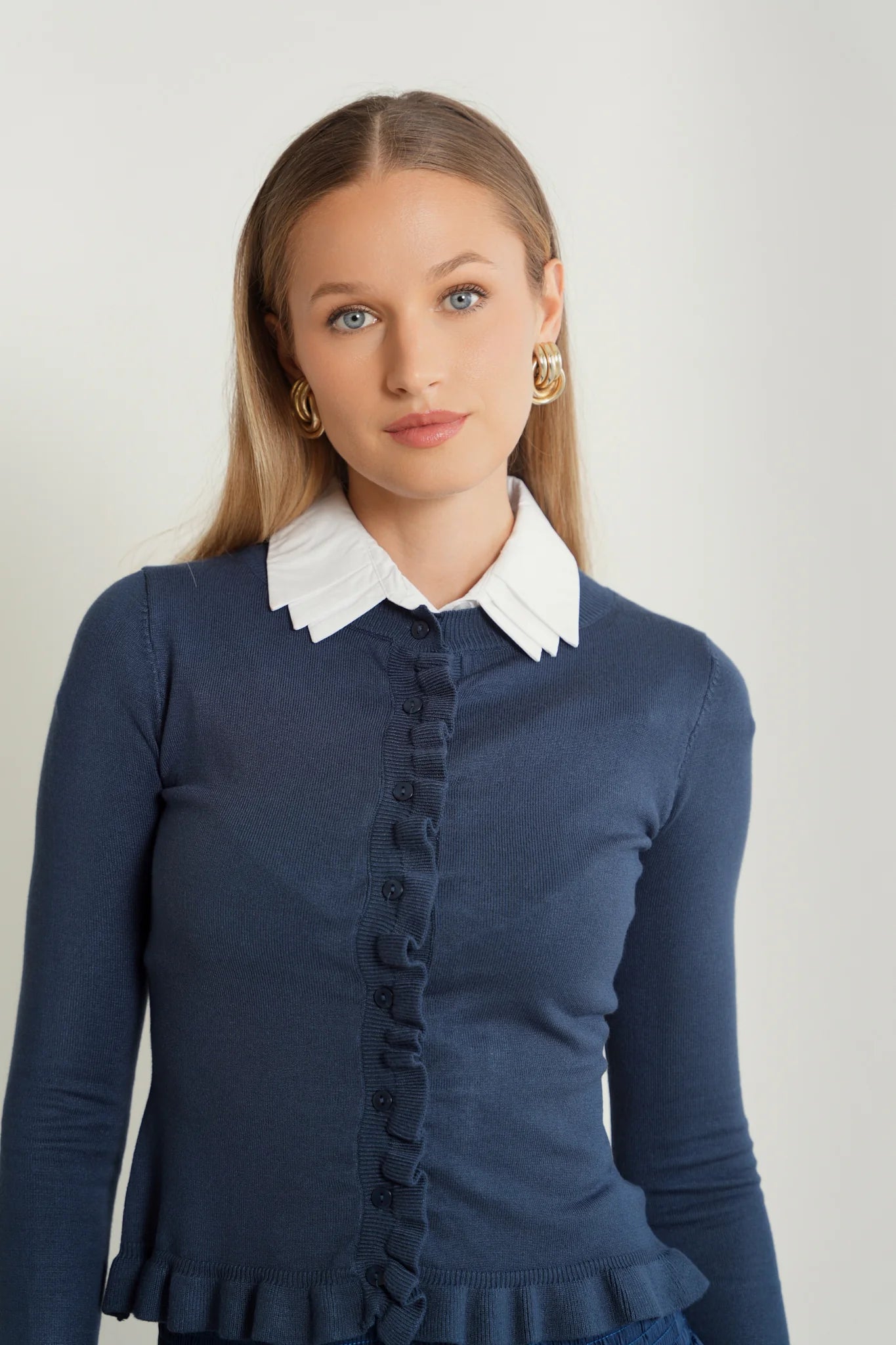 Fitted Cardigan w/ Button Opening