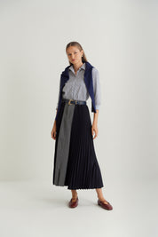 Mix Fabric Pleated Skirt