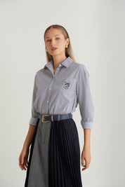 Mix Fabric Pleated Skirt