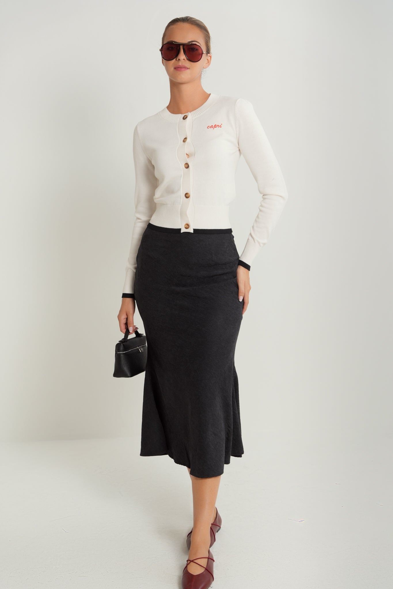 Cropped Cardigan w/ Contrast
