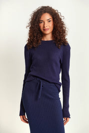Wide Rib Knit Mock Neck Top