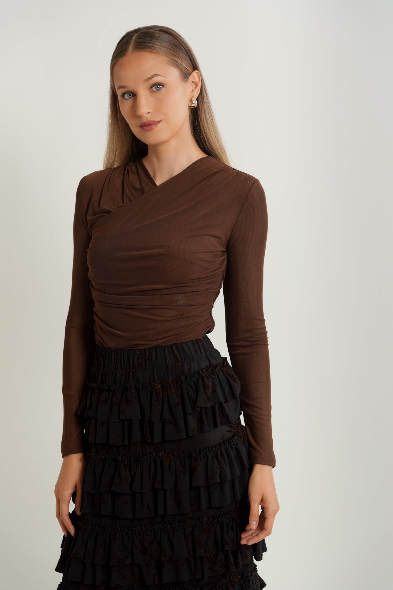 Mesh Rouched Top