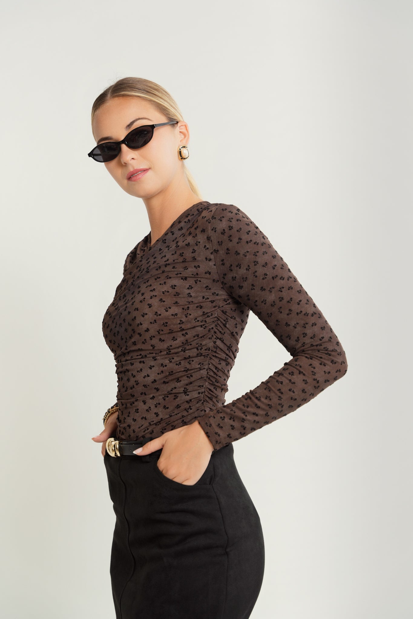 Mesh Rouched Top