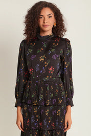 Stand Collar Print Blouse