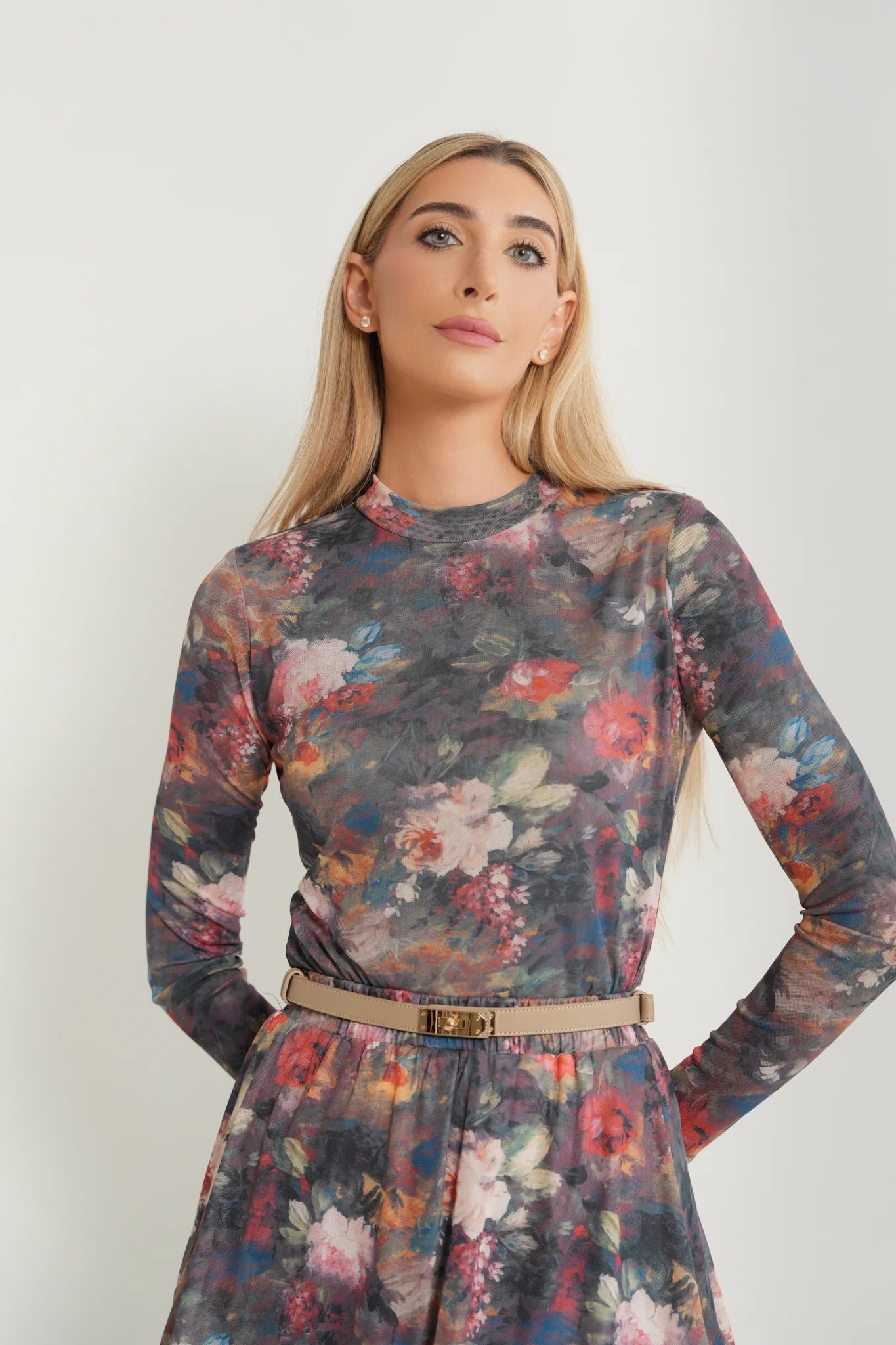 Mesh Mock Neck Top