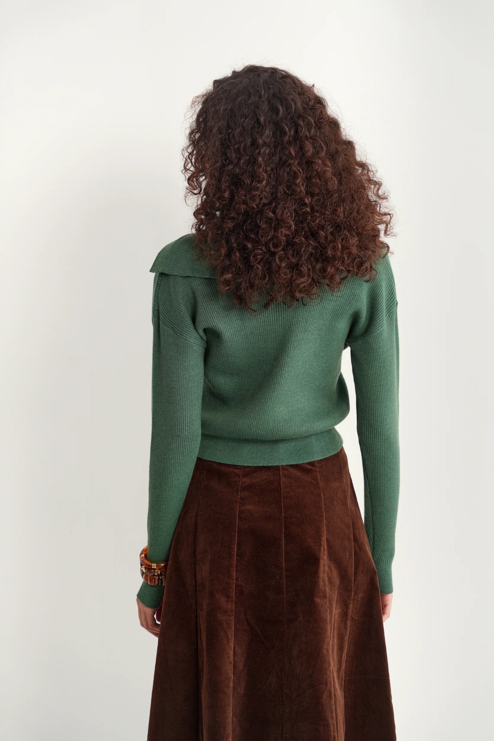 Rib Knit Button High Neck Sweater