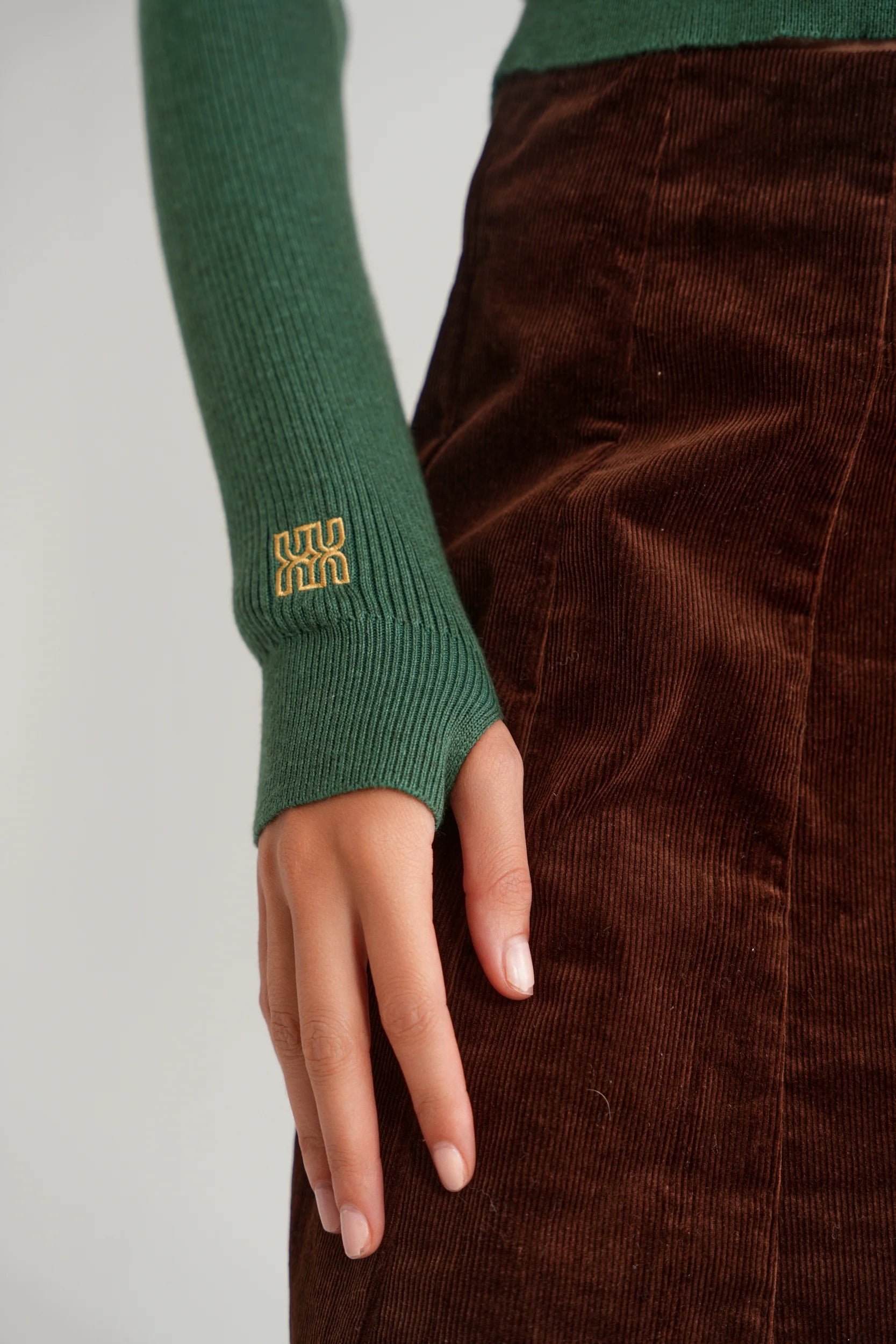 Rib Knit Button High Neck Sweater