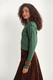 Rib Knit Button High Neck Sweater