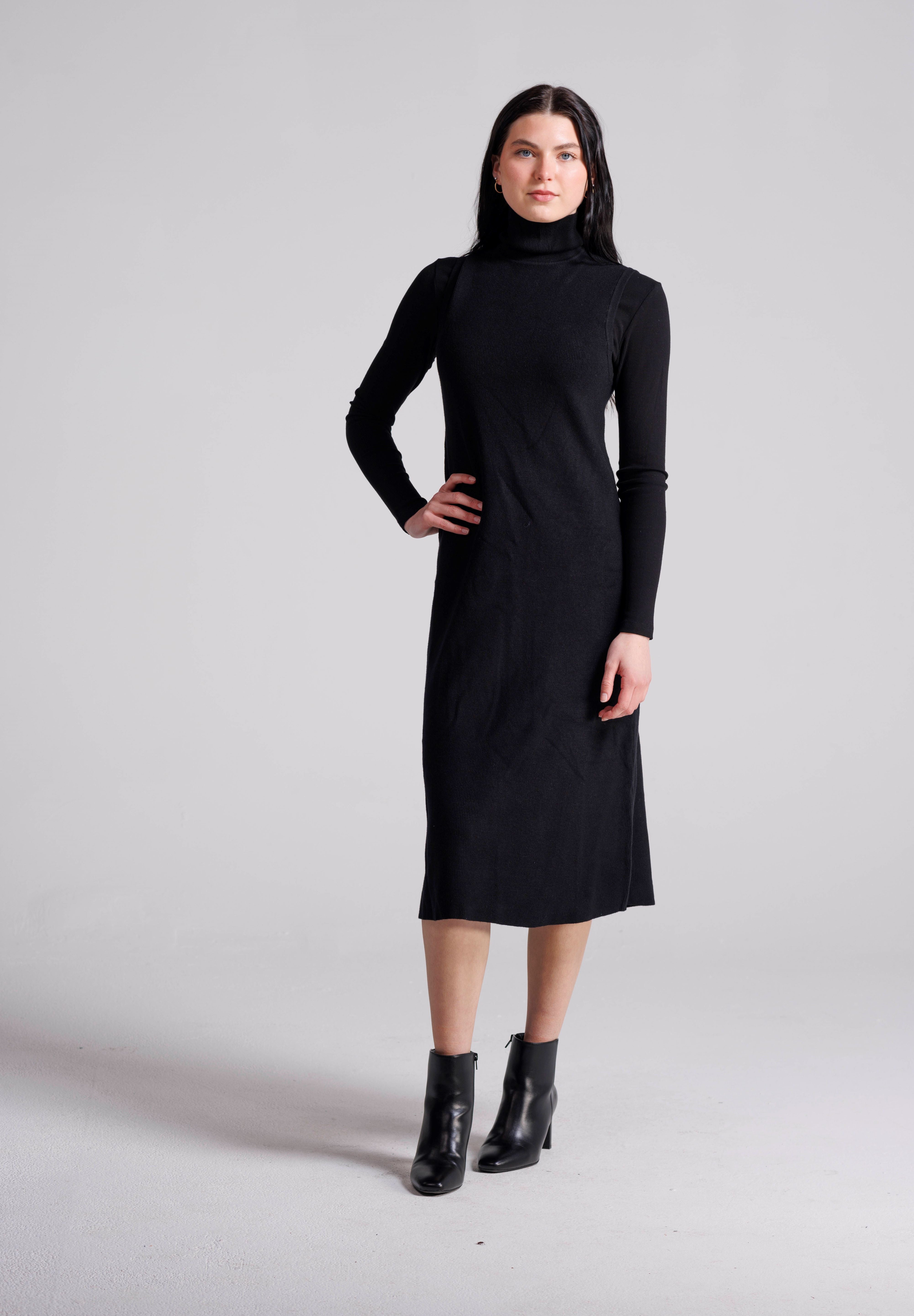 SUPER SOFT VEST STYLE TURTLENECK DRESS