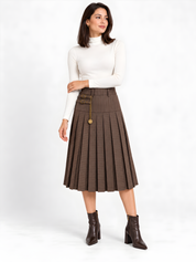 27" PLAID SKIRT WITH BUCKLE AND CHAIN DETAIL