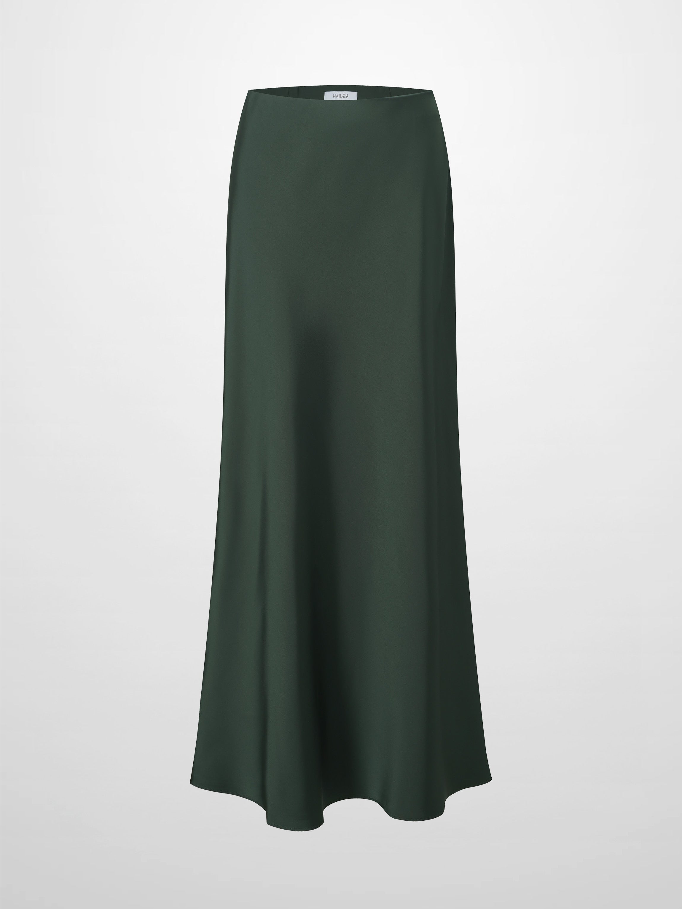Solid Faux Satin Slip Skirt-Hunter Green