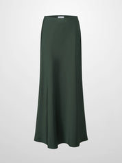 Solid Faux Satin Slip Skirt-Hunter Green