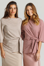 Striped Knot Tee Pink