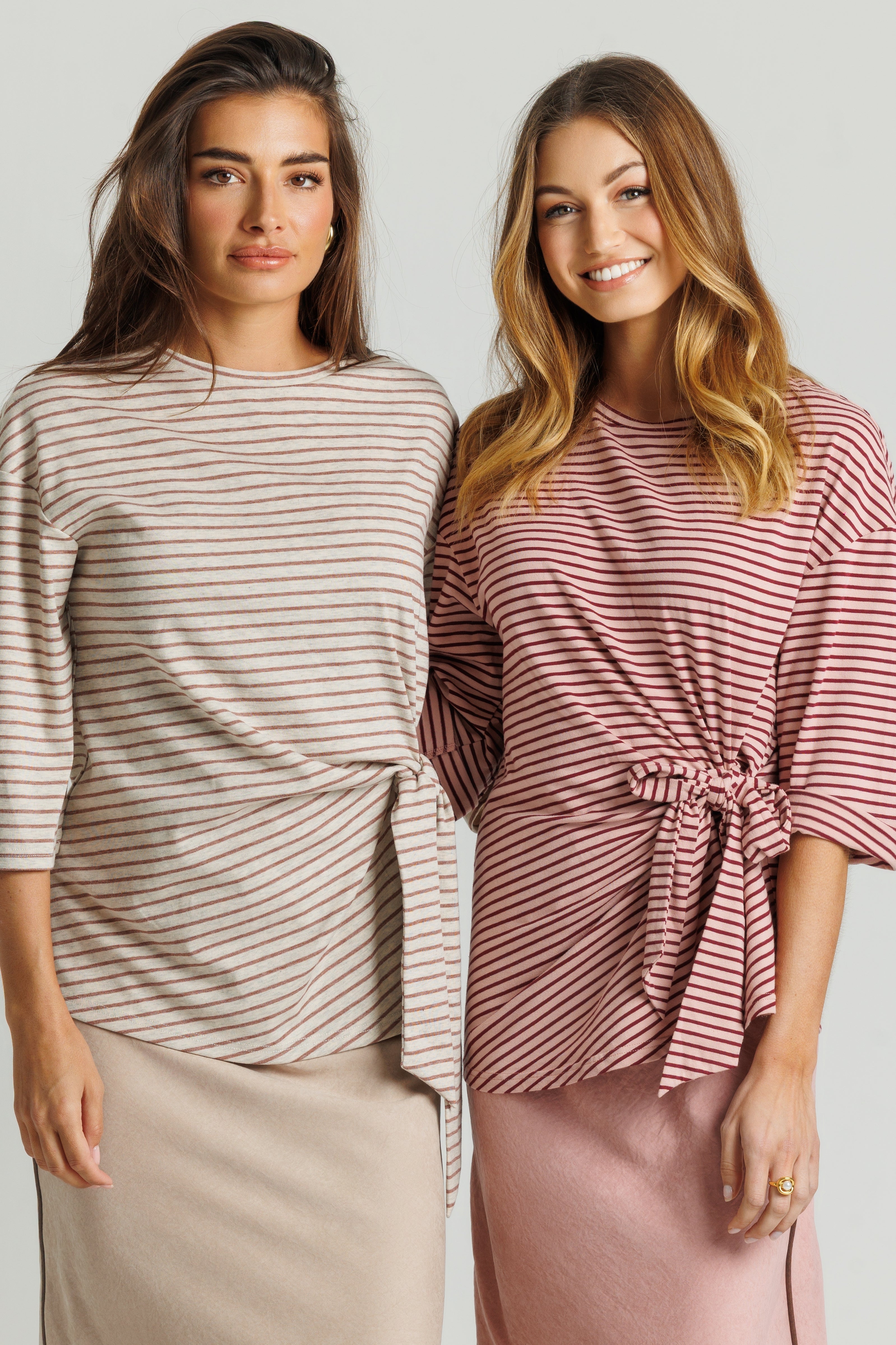 Striped Knot Tee Pink