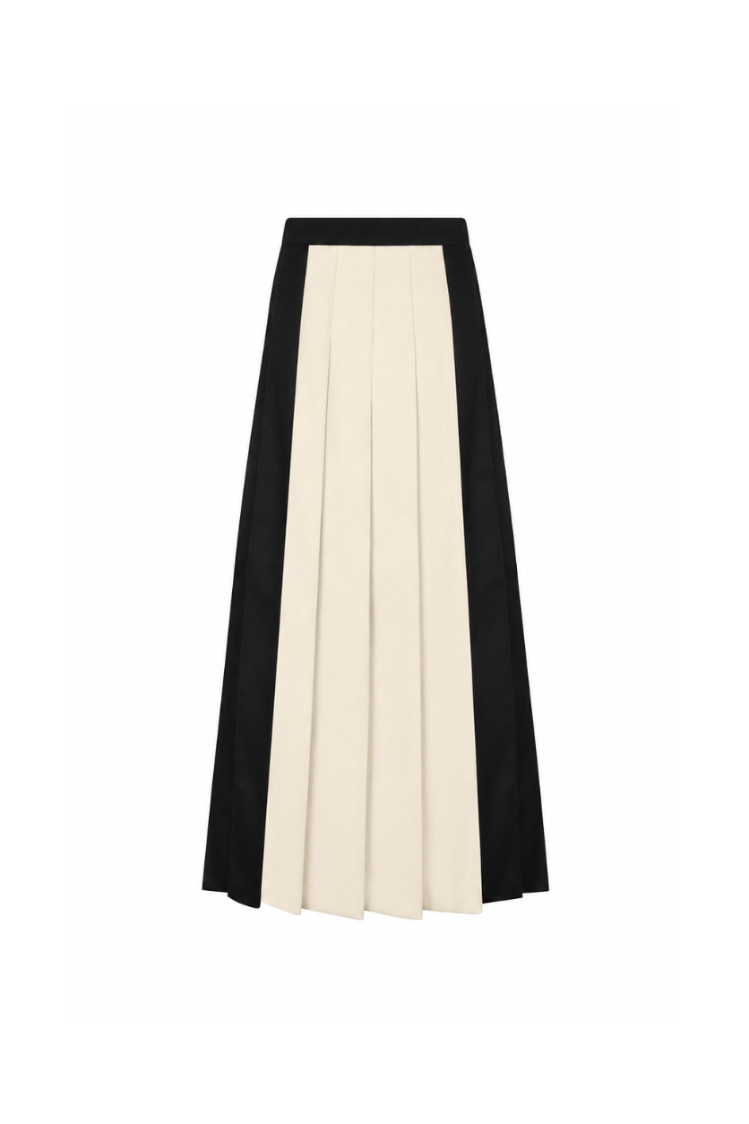 Teen's Two-tone Pleated Maxi Skirt