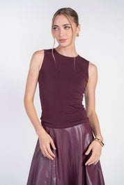 Jersey Sleeveless Tee- Eggplant