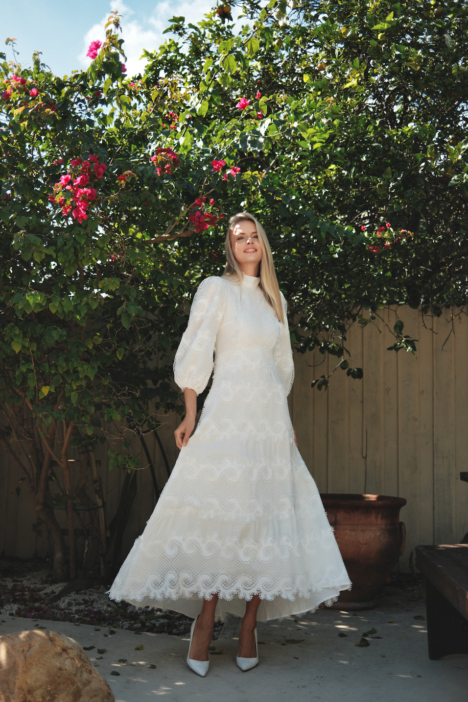 Lace White Hi-Low Dress