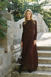 CONTRAST FABRICS MAXI DRESS