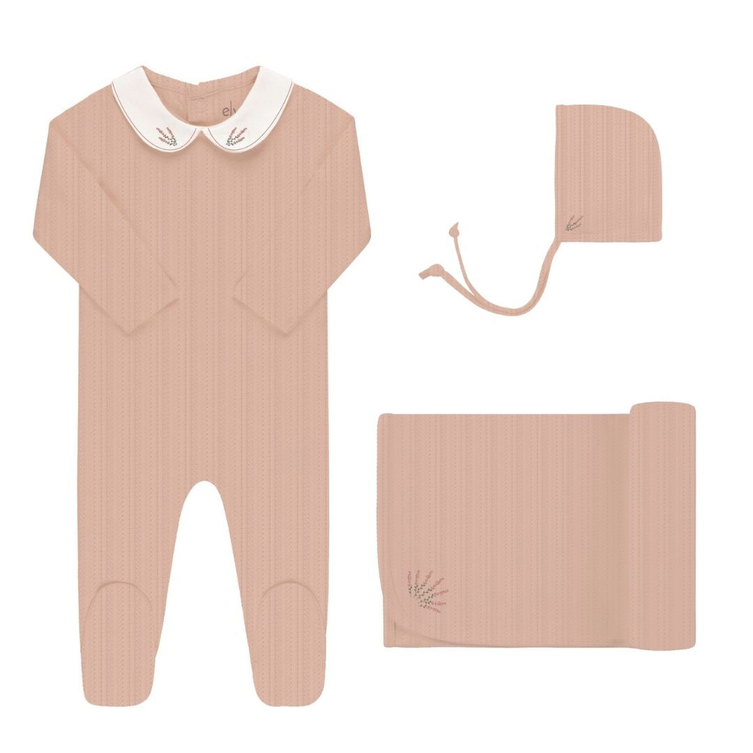 Organic Embroidered Collar Collection - Pink Heather