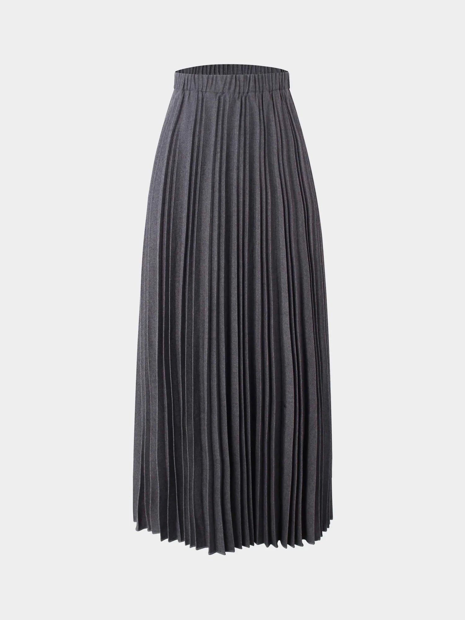 Wool Pleated Skirt-Dark Grey