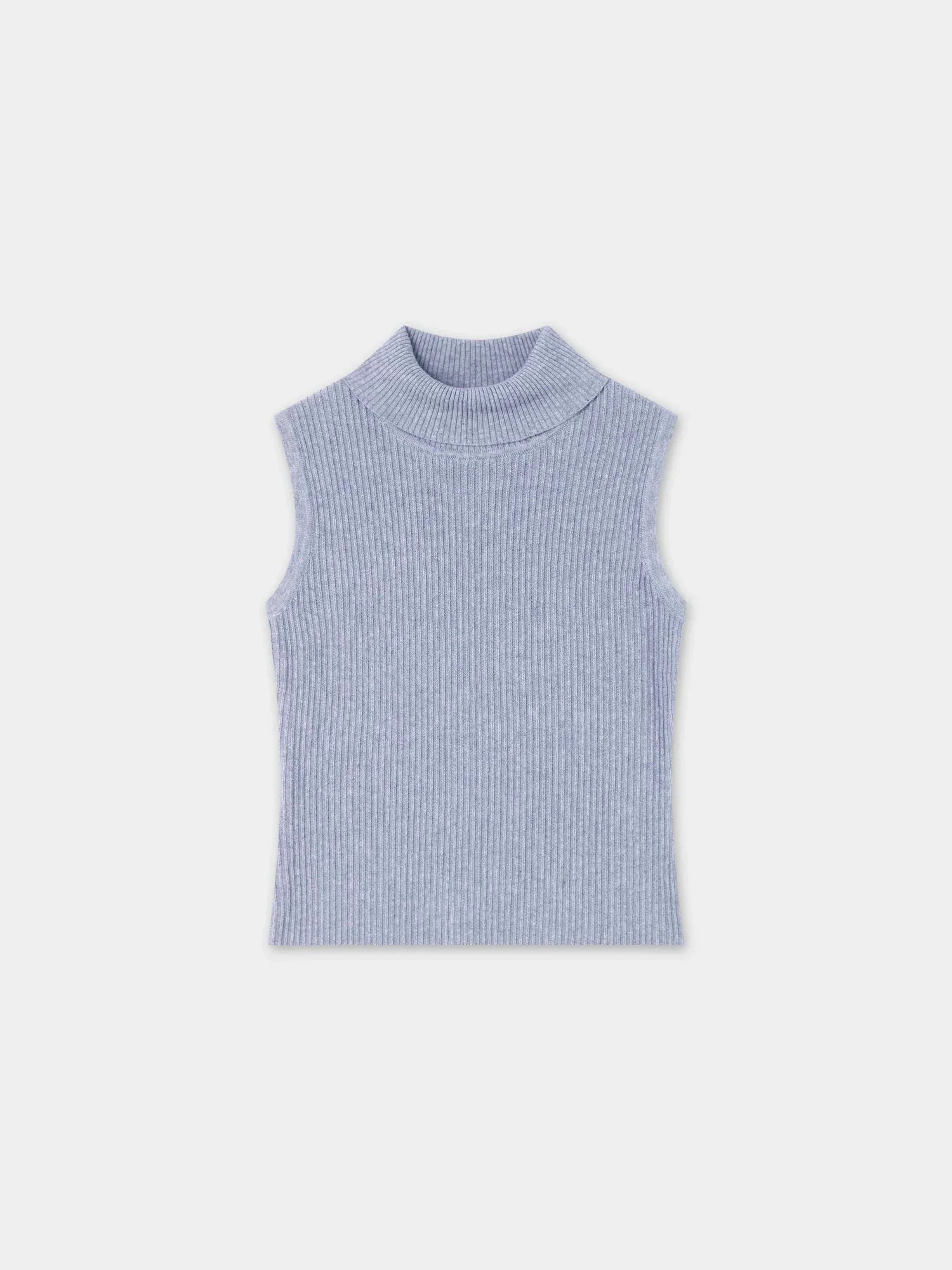 V-Neck Knit Vest-Heathered Grey