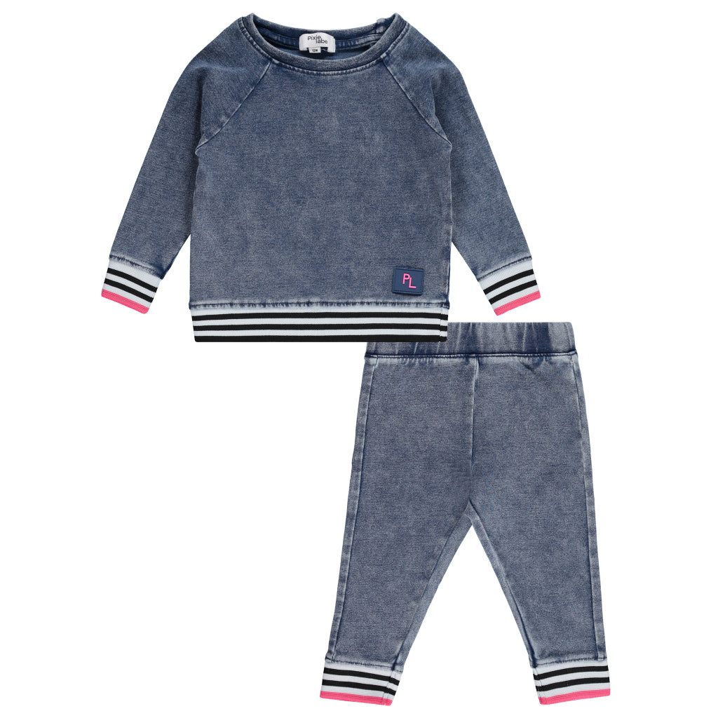 Acid Wash Baby Girl Set