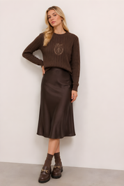 CABLE KNIT SWEATER WITH CREST LOGO