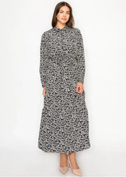 AD Y Black White Floral Belted Dress 3371