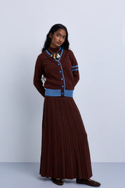 pleated midi skirt