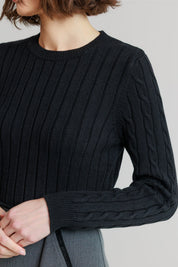 Cropped ribbed sweater black