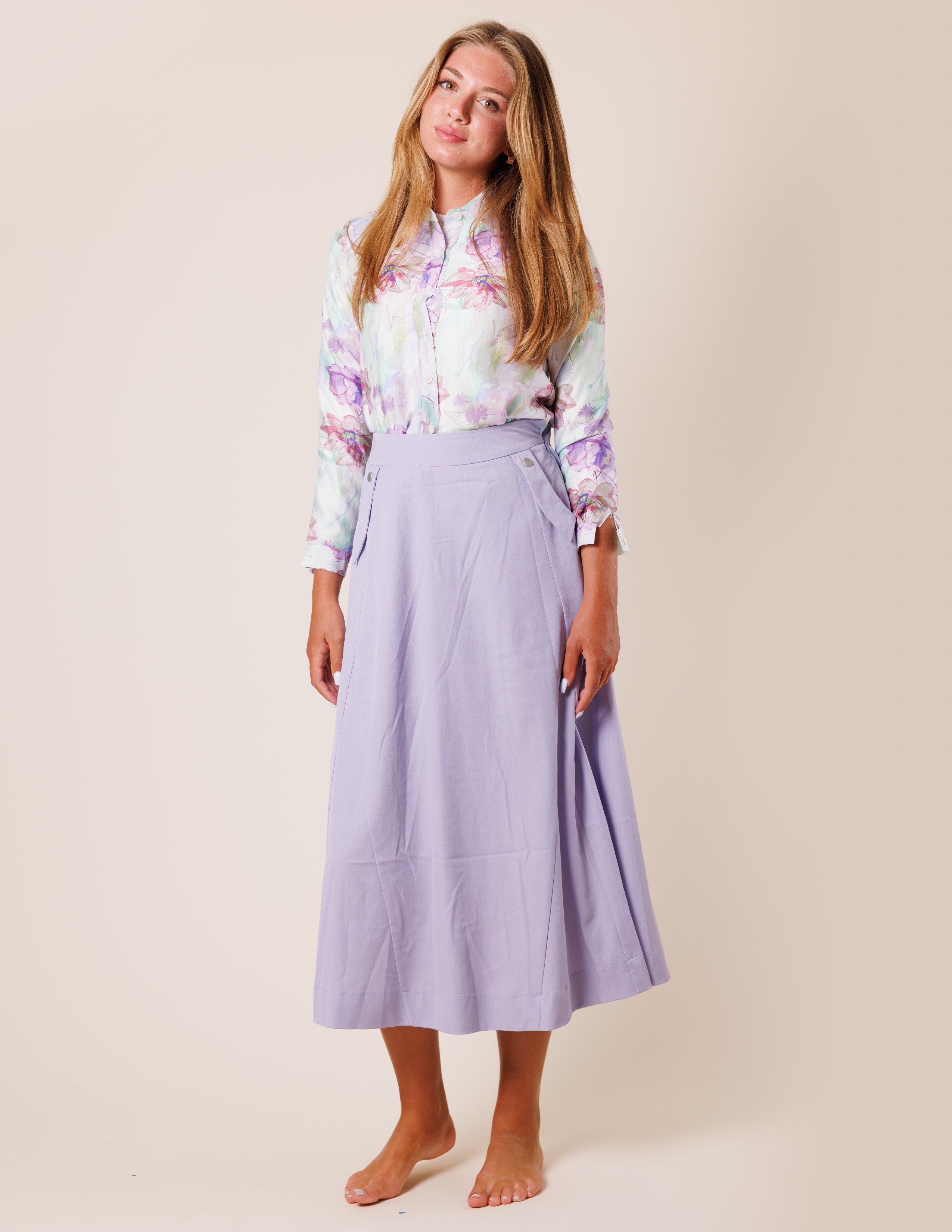 2 side pockets with snaps a line skirt 25156mas MIDI