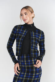 Jacquard Knit Cardigan- Plaid