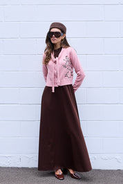 Aline Maxi Dress with Taffeta Fold Down Collar