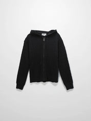 Zip Up Cable Hoodie-Black