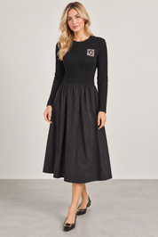 CREST LOGO MIXED MEDIA DRESS (D1)