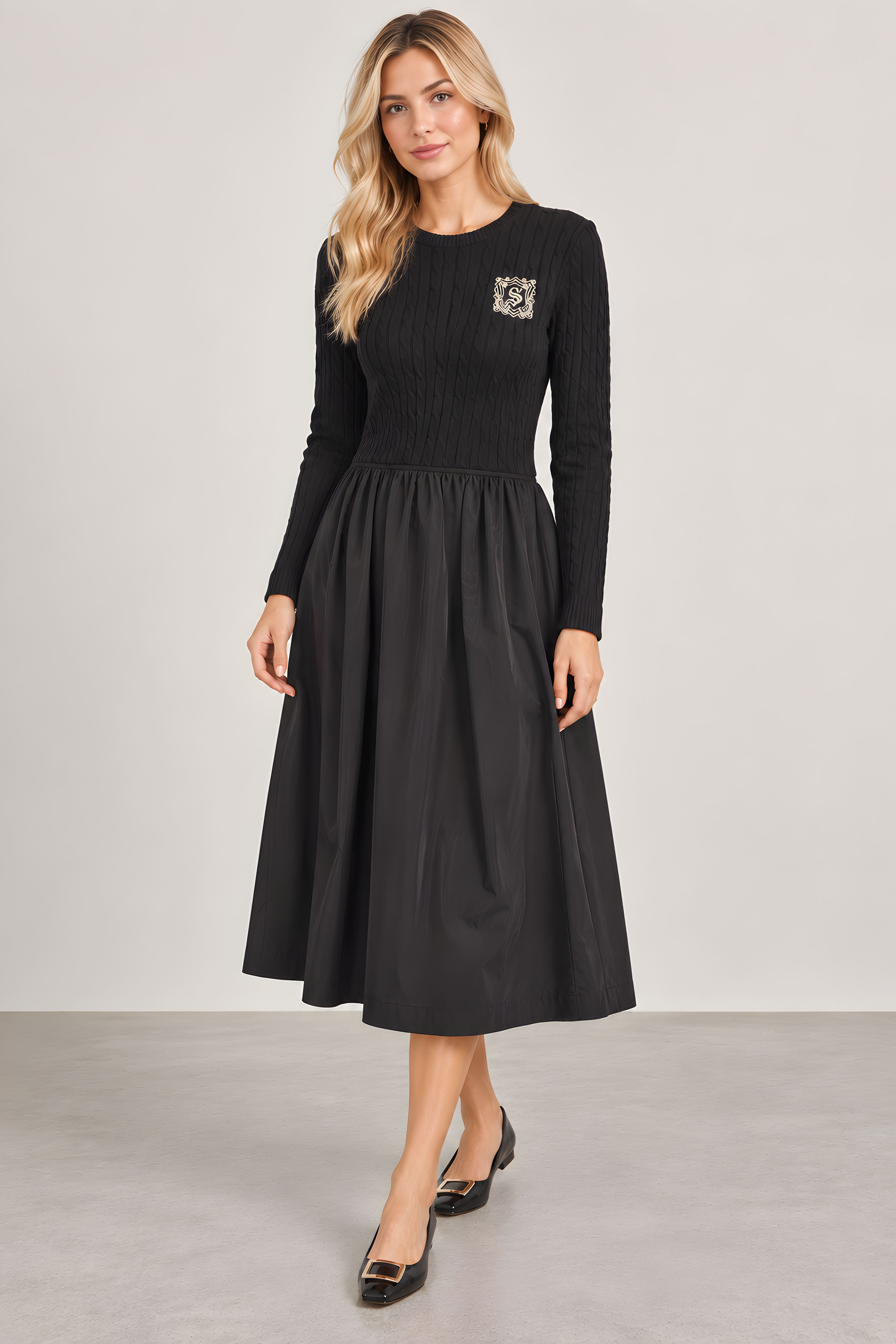 CREST LOGO MIXED MEDIA DRESS (D1)