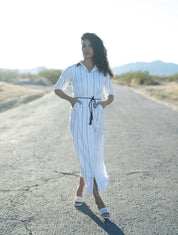 Striped Shirt Dress With Belt