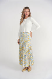 Tiered Maxi Skirt- Yellow Wildflowers