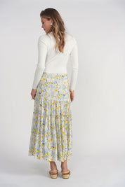 Tiered Maxi Skirt- Yellow Wildflowers