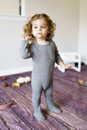 Heather Grey Thick Ribeed Footie