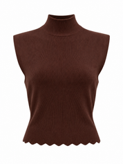 Sleeveless Vest with Scallop Edge and Pin Applique