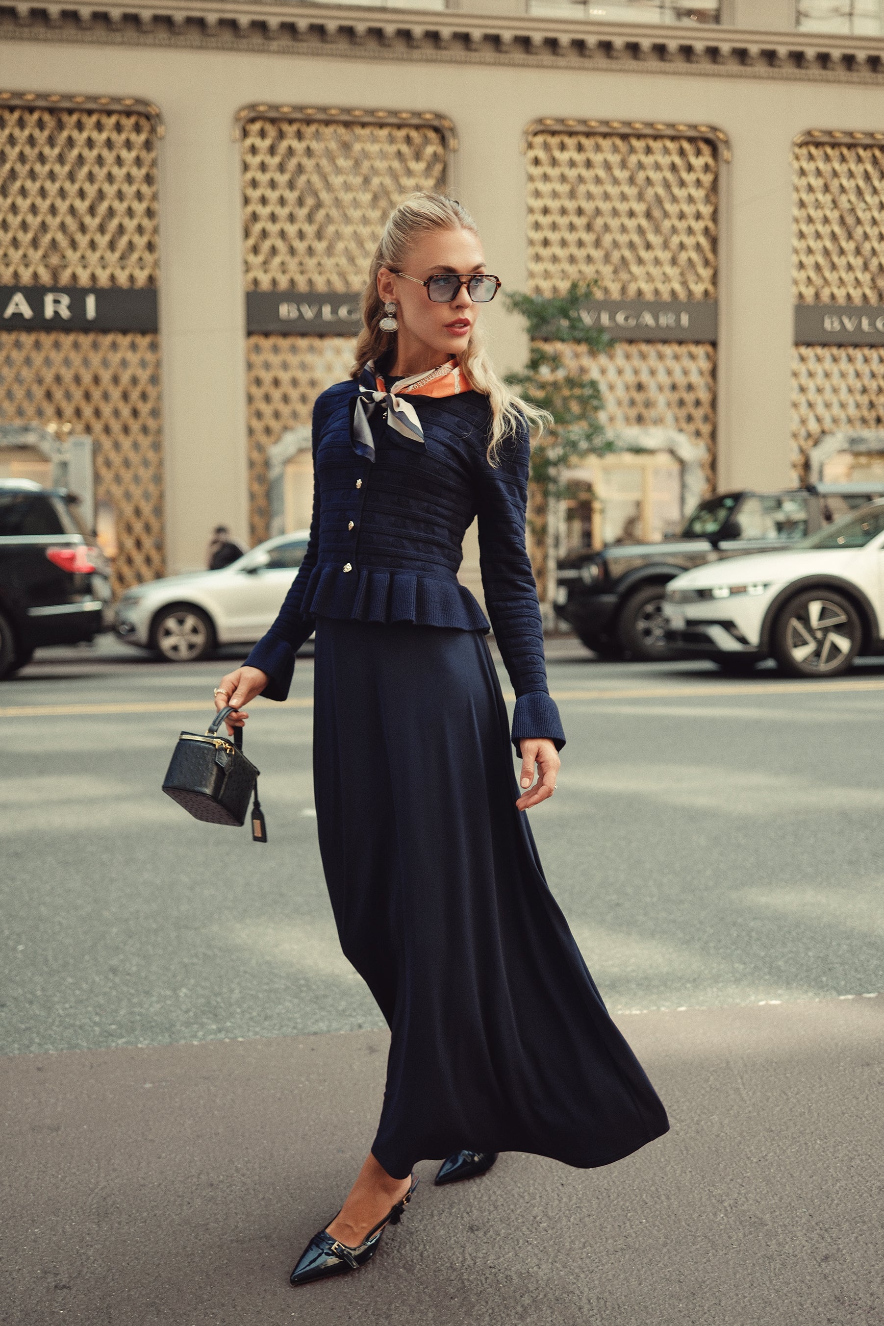 Sleeveless Jersey Dress- Navy
