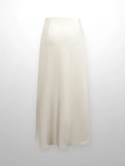 Solid Faux Satin Slip Skirt-Champagne