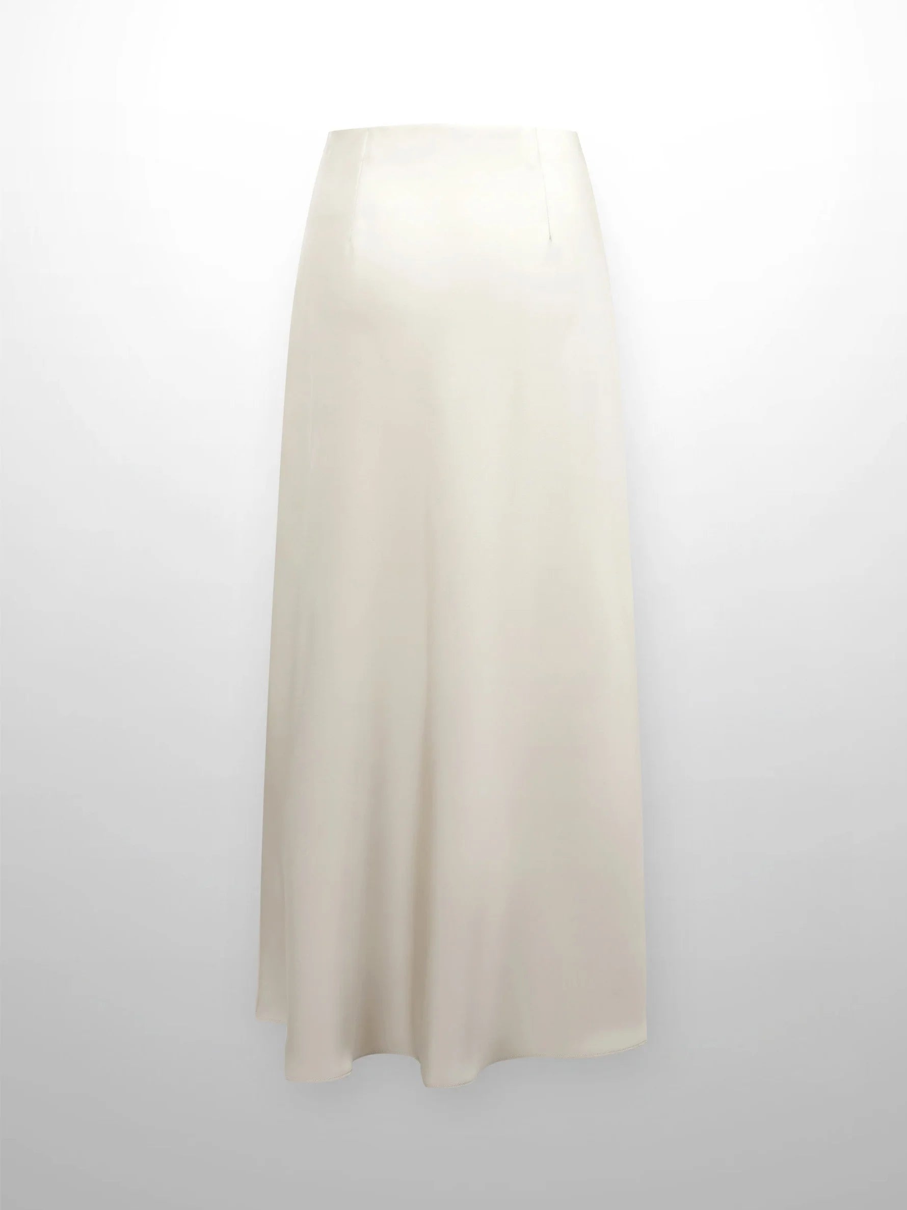 Solid Faux Satin Slip Skirt-Champagne