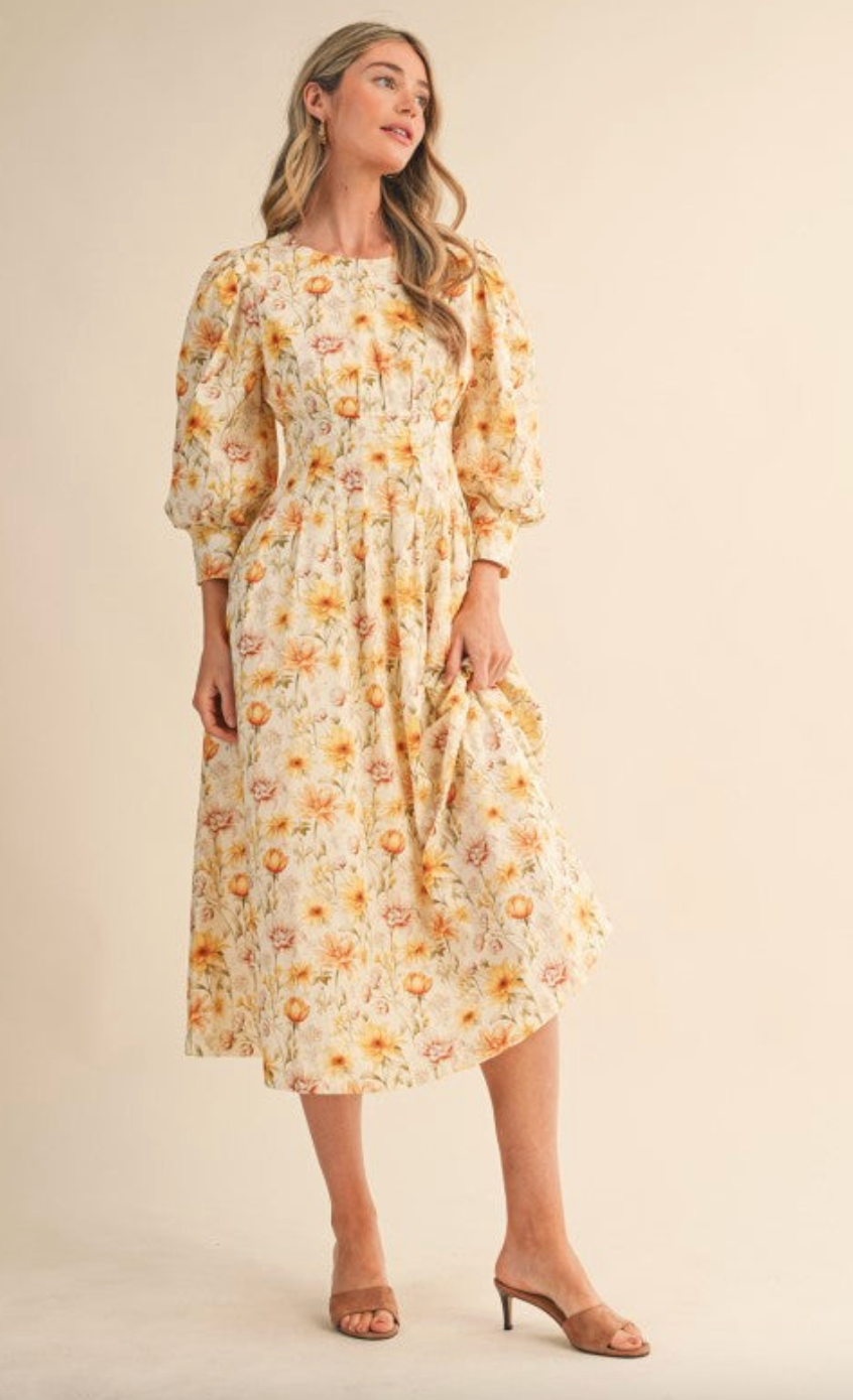 Sunflower Fields Midi Dress