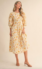 Sunflower Fields Midi Dress