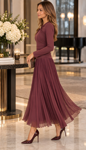 WINE COLORED MESH DRESS (M3)