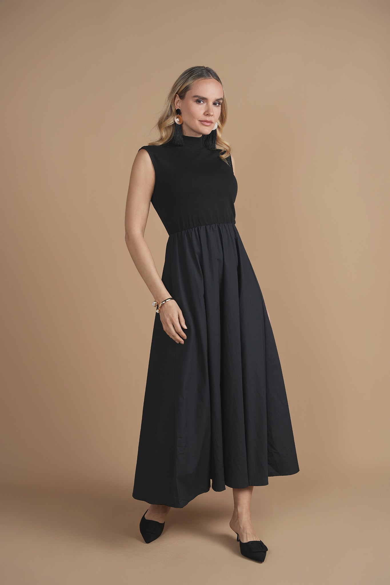 Bliss Mock Neck Poplin Jumper Black