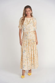 Belle Top- Yellow Garden